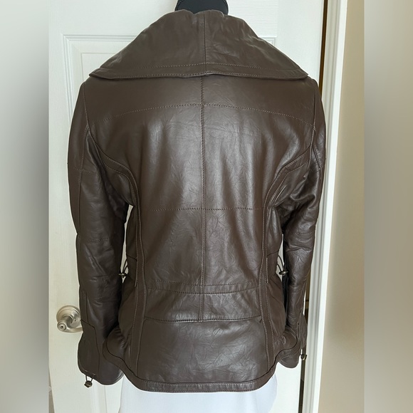 DANIER Chocolate Brown Leather Jacket Size S - Picture 4 of 8